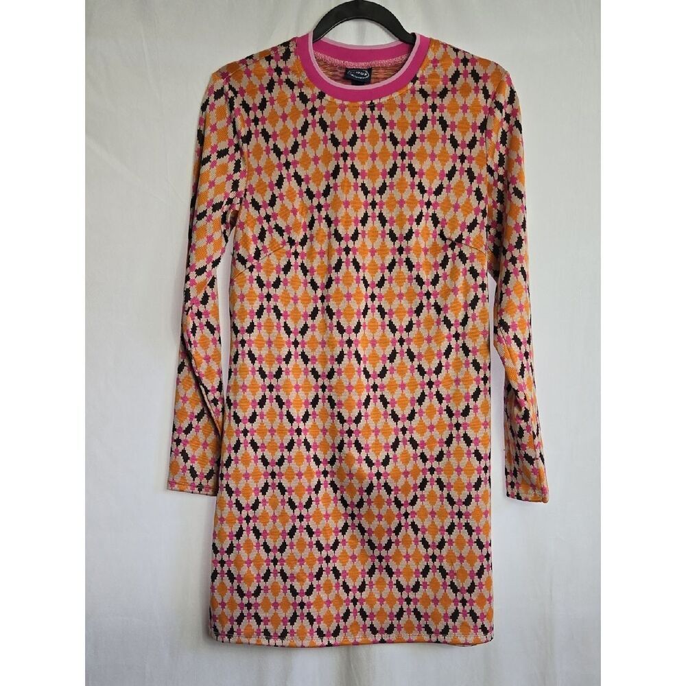 SCOOP.. Pink & Orange Argyle Long Sleeve Dress